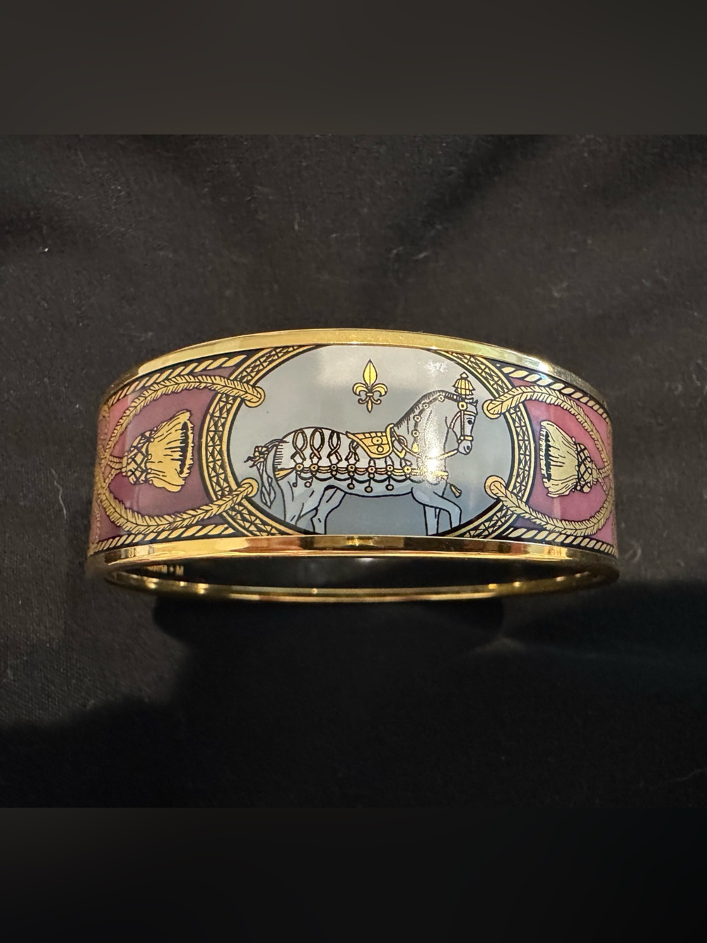 Hermes wide grand apparat wide enamel bangle